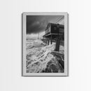Stormy Coastline, Ocean Waves, Seaside House, Canvas Print, Coastal Wall Art, Beach House Decor, Nautical Photography, Moody Art