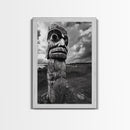 Tribal Totem, Ancient Spirit, Cultural Power, Canvas Print, Rustic Wall Art, Boho Living Room Decor, Ethnic History Accent