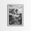 Volcanic Eruption Smoke, Lava Rocks, Earth Energy, Fiery Terrain, Framed Canvas Print, Office Wall Art, Dramatic Nature Landscape