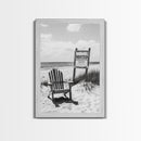Wanted Poster, Beach Chair, Western Humor, Framed Canvas Print, Man Cave Decor, Coastal Country Style, Black and White Photography