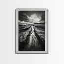 Muddy Terrain, Dramatic Sky, Natural Earth Art, Framed Canvas Print, Fall Decor, Landscape Photography, Moody Living Room Art