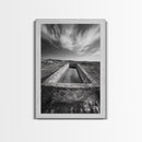 Stone Water Trough, Wild Horizon, Rustic Scene, Framed Canvas Print, Country Farm Decor, Outdoor Living Art, Neutral Wall Accent