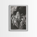 Lobster Close Up, Marine Life Art, Coastal Kitchen Decor, Monochrome Sea Animal, Framed Canvas Print, Ocean Wall Art, Nautical Print