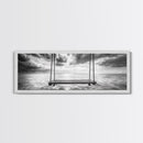 Ocean Swing View, Serene Seascape Art, Minimalist Beach Wall Decor, Framed Canvas Print, Bedroom Art, Calm Coastal Photography