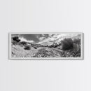 Desert Streambed Path, Dry River Landscape, Southwest Nature Print, Framed Canvas Print, Earthy Living Room Art, Modern Western Decor