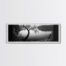 Curved Tree, Still Lake, Moody Landscape, Framed Canvas Print, Modern Nature Photography, Fall Home Decor, Living Room Art