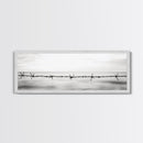Barbed Wire, Ocean Horizon, Minimal Seascape, Stark Contrast, Framed Canvas Print, Modern Office Art, Minimalist Style, Black and White Art