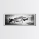Floating Fish, Surreal Ocean, Realistic Scales, Sky Scene, Framed Canvas Print, Nautical Wall Art, Coastal Decor, Fishing Cabin Aesthetic