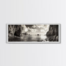 Coastal Cliffs, Ocean Horizon, Dramatic Sky, Framed Canvas Print, neutral living room decor, seascape photography, rustic modern wall art