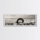 Ocean Ring, Waves Crashing, Sea Sculpture, Framed Canvas Print, unique beach photography, industrial coastal wall art, modern bathroom decor