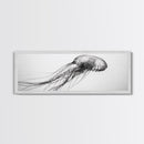 Jellyfish, Ocean Flow, Underwater Beauty, Canvas Print, Marine life wall decor, Coastal bathroom art, Minimalist ocean art, Black and white