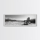Sand Dunes, Beach Chair, Sea Grasses, Ocean Path, Framed Canvas Print, Coastal Wall Art, Relaxation Theme, Minimalist Beach House Decor