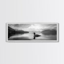 Loon Lake, Misty Reflection, Quiet Morning, Framed Canvas Print, Cabin Wall Art, Nature Lover Gift, Rustic Lakehouse Decor