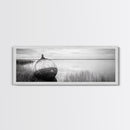 Coastal Buoy, Still Waters, Nautical Calm, Framed Canvas Print, Lakeside Bathroom Art, Maritime Style, Rustic Ocean Decor