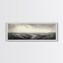Foggy Path, Coastal Field, Silent Morning, Canvas Print, Neutral Bedroom Art, Scandinavian Style, Minimal Fall Wall Decor