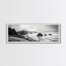 Pacific Coast, Misty Cliffs, Ocean Rocks, Moody Beach Scene, Canvas Print, Modern Nature Decor, Living Room Wall Art, Coastal Landscape