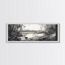 Swamp Scene, Wetlands Wall Art, Nature Reflection Print, Framed Canvas Print, Rustic Living Room Art, Earthy Tones, Woodland Decor