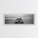 Woven Shoes, Coastal Walk, Ocean Breeze, Boho Style, Framed Canvas Print, Entryway Wall Art, Minimalist Beach Art, Seashore Photography