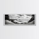 Ocean Bluff View, Seaside Hills, Coastal Forest Horizon, Framed Canvas Print, Nature Landscape Art, Living Room or Office Decor