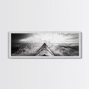 Ocean Kayak Splash, Adventure Wall Art, Ocean Motion, Black And White Canvas Print, Modern Decor, Nautical Style, Sports Lover Gift