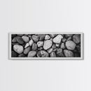 Zen Stones, Nature Texture, River Rock Closeup, Minimalist Photography, Framed Canvas Print, Spa Bathroom Wall Art, Modern Black White