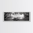 Secluded Picnic Spot, Ocean View, Tranquil Escape, Nature Sanctuary Art, Framed Canvas Print, Kitchen Wall Decor, Coastal Forest Vibe