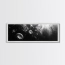 Jellyfish Dreams, Ocean Depths, Abstract Motion, Canvas Print, Coastal Bathroom Art, Nautical Theme, Moody Black and White Sea Life