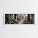 Redwood Forest, Nature Path, Fern Understory, Framed Canvas Print, Moody Nature Photography, Office Wall Art, Forest Bathing Vibes