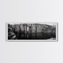 Quarry Wall, Rocky Cliff, Natural Reflection, Still Water, Framed Canvas Print, Industrial Wall Art, Man Cave Decor, Rustic Landscape Art