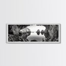 Sea Cave View, Ocean Reflections, Nature Escape, Framed Canvas Print, Beach House Wall Art, Zen Decor, Black and White Coastal Style