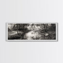 Woodland Creek Flow, Sepia Landscape Scene, Peaceful Forest Art, Canvas Print, Autumn Wall Decor, Rustic Living Room Artwork