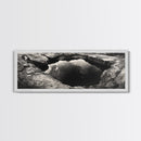 Natural Rock Pool, Moody Water Reflection, Rustic Earth Photography, Canvas Print, Zen Bathroom Wall Art, Minimalist Nature Decor