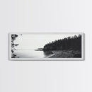 Forest Cliffs, Quiet Bay, Monochrome Coast, Canvas Print, Nature Photography, Modern Rustic Wall Art, Entryway or Office Decor