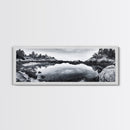 Coastal Reflections, Tide Pool, Rocky Shoreline, Framed Canvas Print, Seaside Nature Art, Minimalist Coastal Decor, Zen Bathroom Art