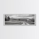 Mountain Valley, Country Road, Rural Home, Framed Canvas Print, Farmhouse Wall Art, Living Room Decor, Autumn Country Landscape