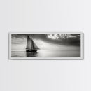 Sailboat, Ocean Horizon, Dramatic Sky, Framed Canvas Print, Nautical Wall Art, Minimalist Office Decor, Ocean Lover Photography