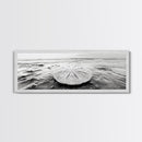 Sand Dollar, Ocean Shore, Calm Waters, Canvas Print, Coastal Wall Art, Minimalist Bathroom Decor, Seashell Beach Photography