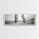 Nautical Swing, Beach Ropes, Seaside Minimalism, Canvas Print, black and white beach decor, coastal hallway wall art, maritime rustic style