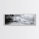 Stormy Waves, Ocean Fury, Tropical Housefront, Canvas Print, dramatic coastal decor, fall storm wall art, modern living room statement