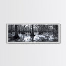 Swamp Roots, Cypress Trees, Flooded Forest, Framed Canvas Print, southern nature art, rustic lodge wall decor, moody woodland photography