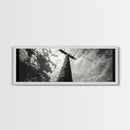 Utility Pole Sky, Urban Minimalism, Power Lines, Framed Canvas Print, Industrial Wall Art, Office Decor, Monochrome Photography
