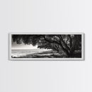 Ocean Trees, Shoreline Light, Majestic Forest, Beach Scene, Framed Canvas Print, Boho Wall Decor, Bedroom Art, Zen Coastal Artwork