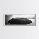 Island Volcano, Crater View, Aerial Landscape, Coastal Photography, Canvas Print, Nature Wall Decor, Bedroom Art, Monochrome Landscape