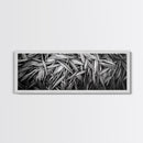 Textured Leaves, Monochrome Nature, Abstract Pattern, Botanical Wall Art, Framed Canvas Print, Modern Bedroom Art, Minimalist Decor