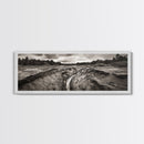 Rugged Riverbed Path, Forest Edge, Moody Terrain, Earthy Scene, Framed Canvas Print, Rustic Cabin Art, Autumn Entryway Decor