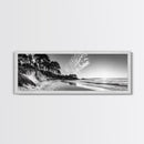 Forest Edge Beach, Coastal Sandscape, Sunset Sky, Canvas Print, Black and White Landscape, Coastal Living Room Art, Natural Vibes