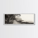 Forest Path, Misty Woods, Quiet Trail, Coastal Fog, Framed Canvas Print, Scandinavian Decor, Entryway Art, Minimal Nature Photography