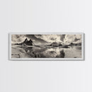 Coastal Rocks, Ocean Reflection, Dramatic Sky, Framed Canvas Print, Beach Landscape Photography, Fall Living Room Wall Art