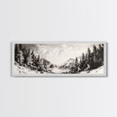 Snowy Pines, Winter Landscape, Woodland Valley, Fine Art Nature, Framed Canvas Print, Cabin Wall Art, Mountain Decor, Rustic Winter Scene
