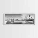 Oasis Reflections, Palm Trees, Desert Scene, Infrared Art Print, Framed Canvas Print, Tropical Wall Art, Boho Bedroom Decor, Tranquil Style